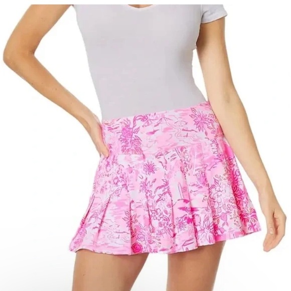 Lilly Pulitzer UPF 50+ Luxletic Annora Skort Peony Pink Seaside Scene large NWT - Picture 4 of 11